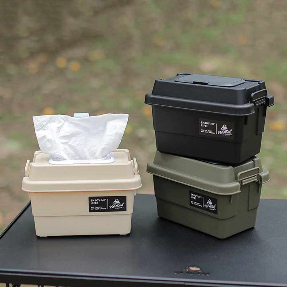 Portable Outdoor Storage Box 1.1L Dustproof Napkin Paper Tissue Storage Case Moisture-Resistant for Camping Hiking Travel