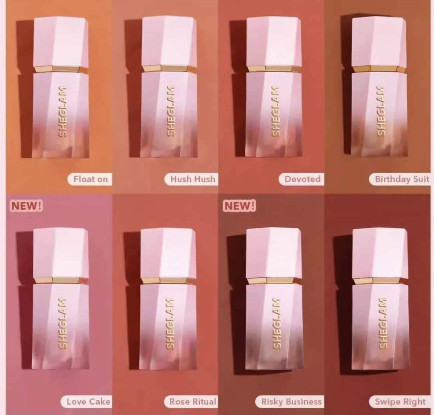 8pcs sheglam make up Liquid Blush Facial Nourishing Blusher Gel Cream  Multi-purpose Eye Shadow Lip Gloss Makeup wholesale