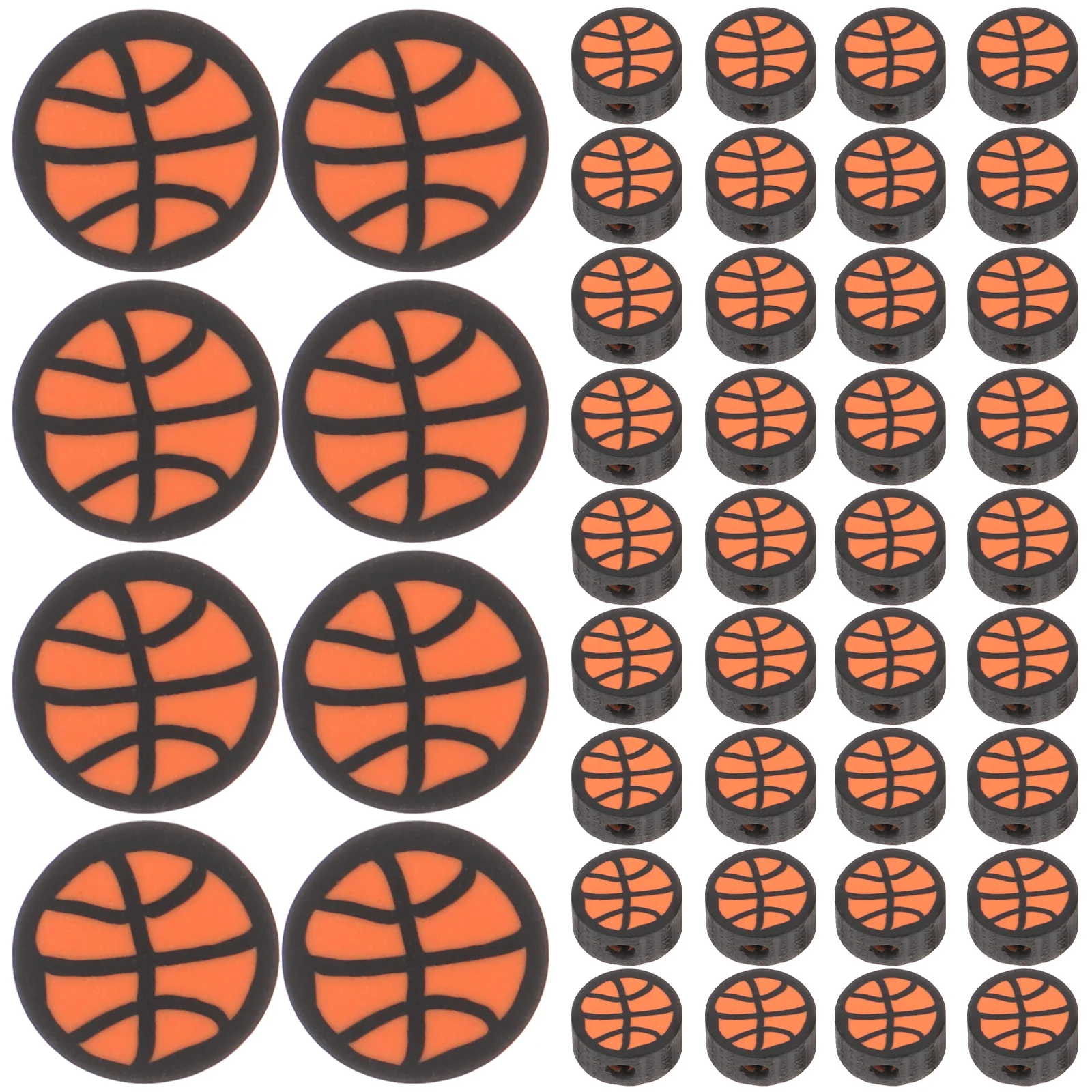 

100Pcs DIY Craft Basketball Beads Clay Basketball Bead Charms Loose Spacer Beads for Jewelry Making