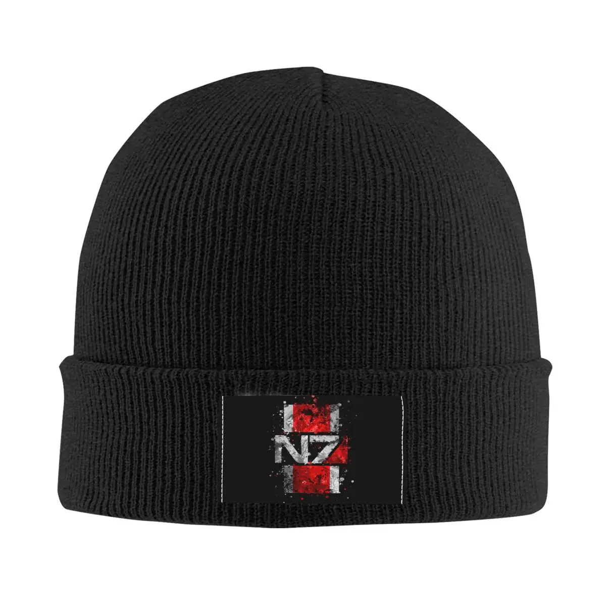 

Mass Effect N7 Emblem Splatter Skullies Beanies Caps Unisex Winter Warm Knitting Hat Women Men Street Adult Bonnet Hats