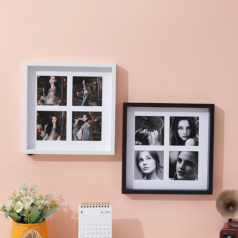 1PC wooden photo frame collage with 4 openings suitable for wall and table decoration photo frames