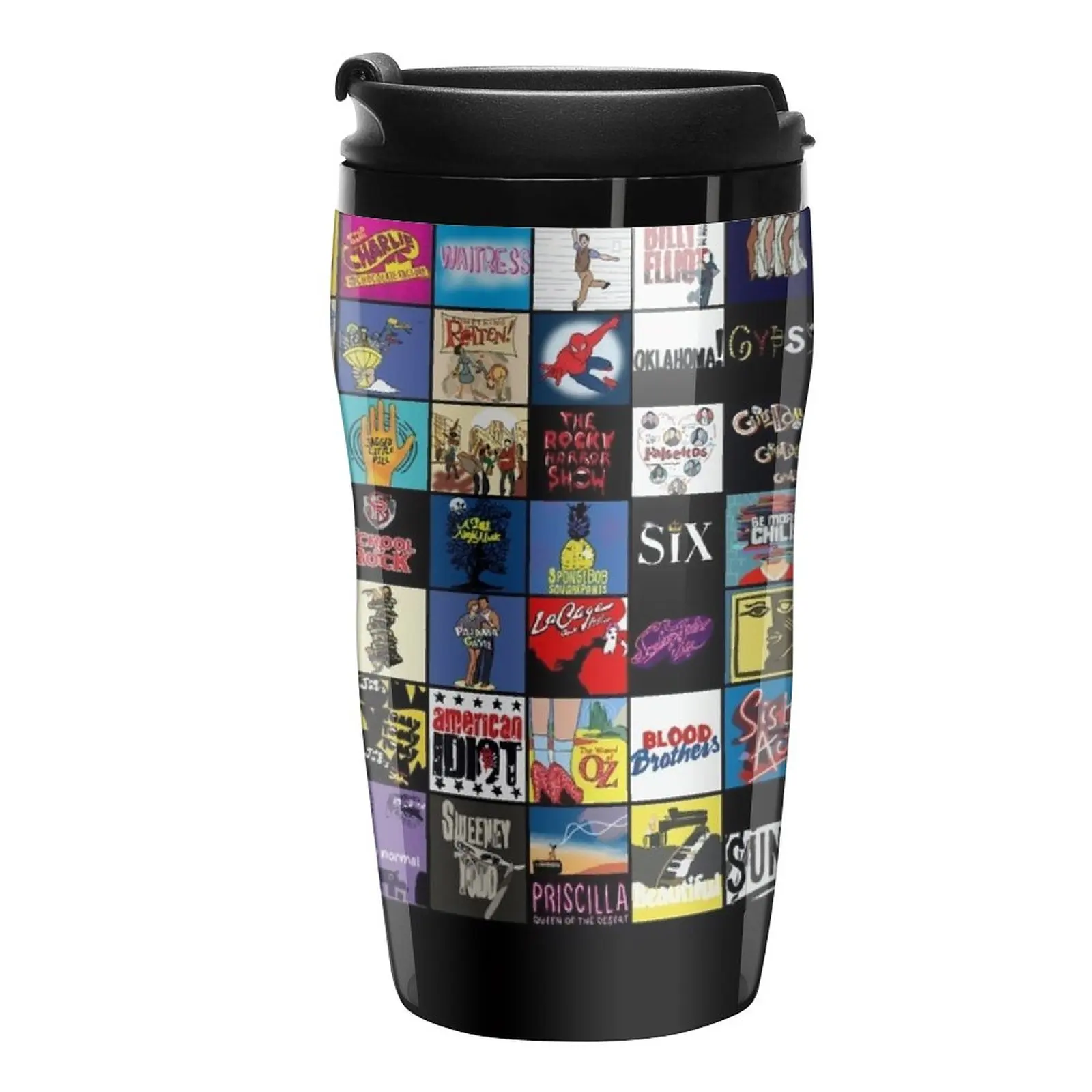 

New Broadway Musical Theatre Logos - Hand Drawn Travel Coffee Mug Thermos Coffee Espresso Cup