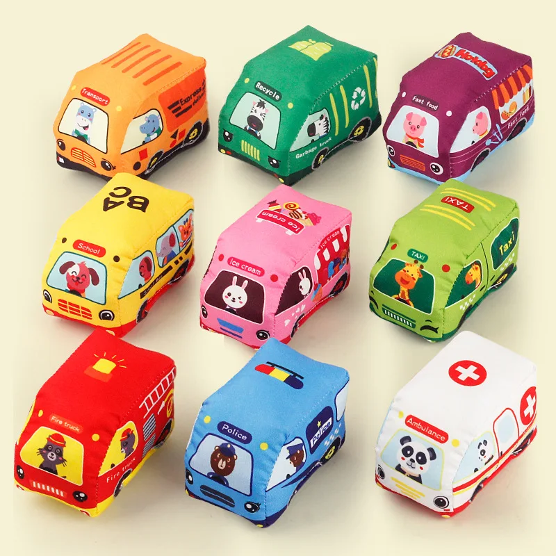 Baby Montessori Soft Car Toy with Map Game Mat Storage Bag Infant Cloth Book Cute Cartoon Sensory Training Toys Toddlers Gifts 4
