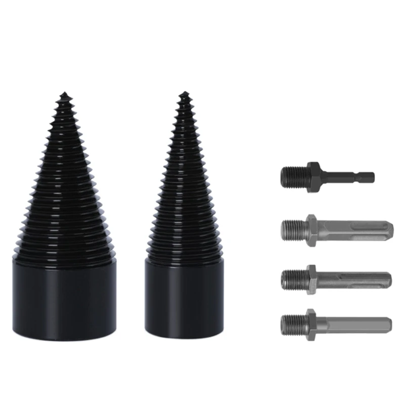 6pcs Wood Splitter Drill Bits Drill Screw Cone Driver Firewood Drill Set Household Electric Split Cone Drill DropShipping 5pcs 42 50mm wood drill bit set twist firewood splitting drill bit wood splitter screw cones bit square round drill bit for wood