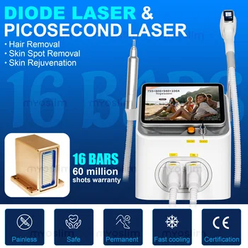 5000W 2 IN 1 755-808-940-1064nm Picosecond Diode Laser Hair Removal Machine Alexandrit Permanent Painless Tattoo Body Apparatuur 1