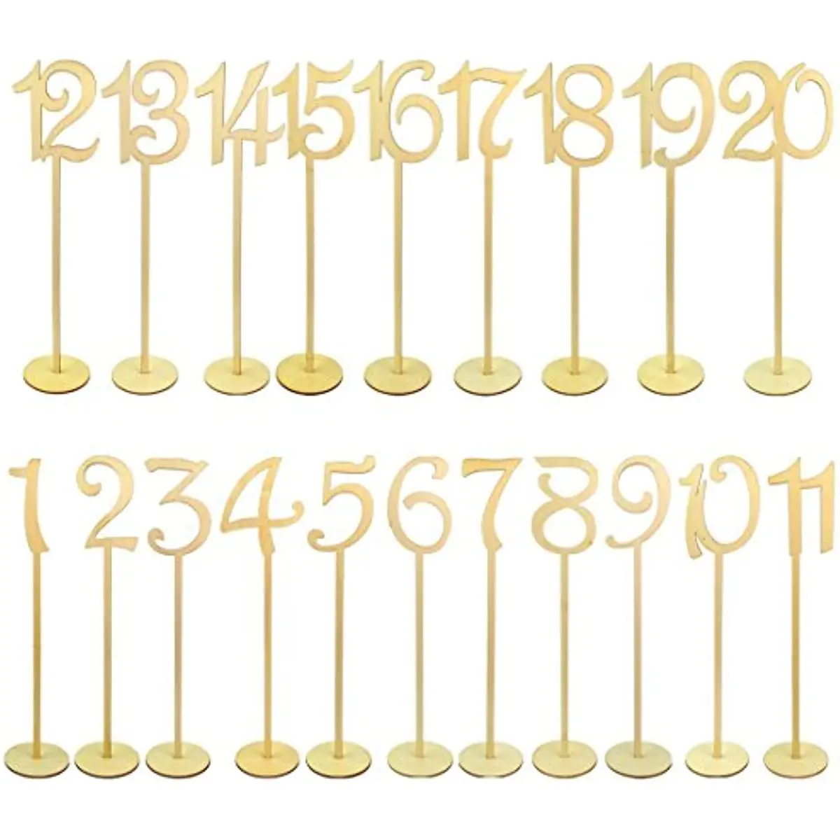 20Pc Wooden Table Numbers 1 To 20 Wood Wedding Table Number Signs with Holder Base Birthday Party Home Decoration Event Catering