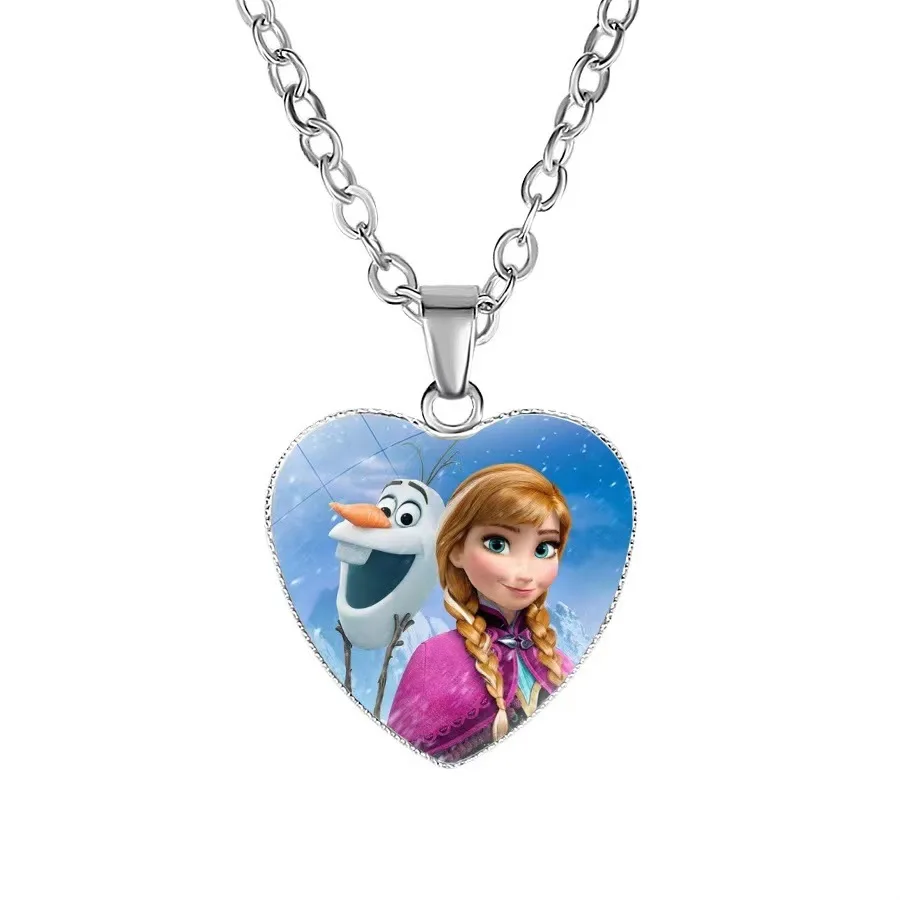 thumbnail image 1 of Collar de princesa de Frozen de Disney para niños, figuras de Anime, princesa Elsa, Anna, colgante de amor, accesorios de joyería, regalo de cumpleaños para niños, 1 of 5