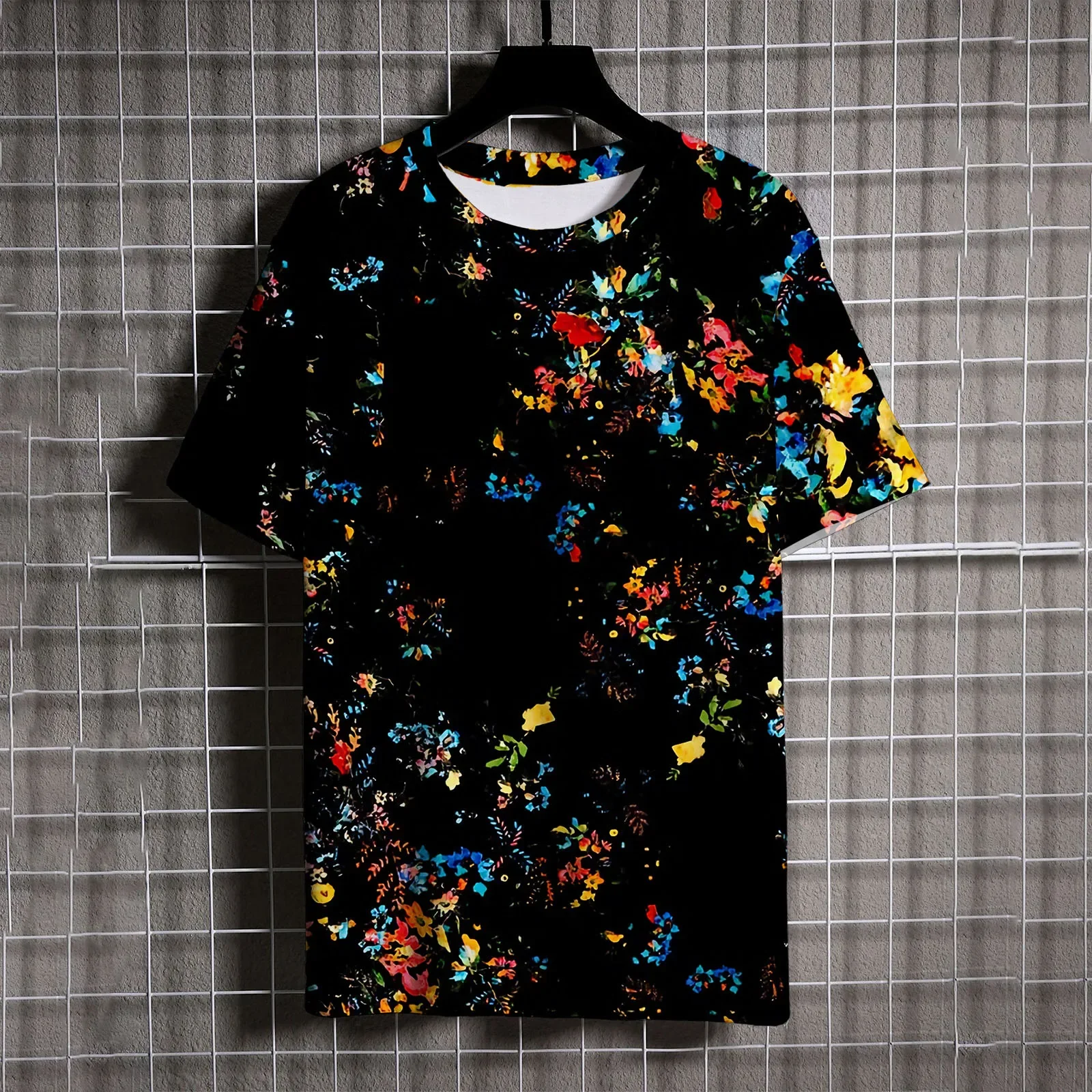 

Футболка мужская оверсайз с коротким рукавом, модная удобная рубашка, Универсальная футболка с пятнистым рисунком каракули, лето