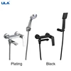 ULA Black Bathtub Faucet Brass Bathroom Shower Faucet with Swivel Tub Spout Shower Mixer Tap with Handheld Shower Mixing Valve 3