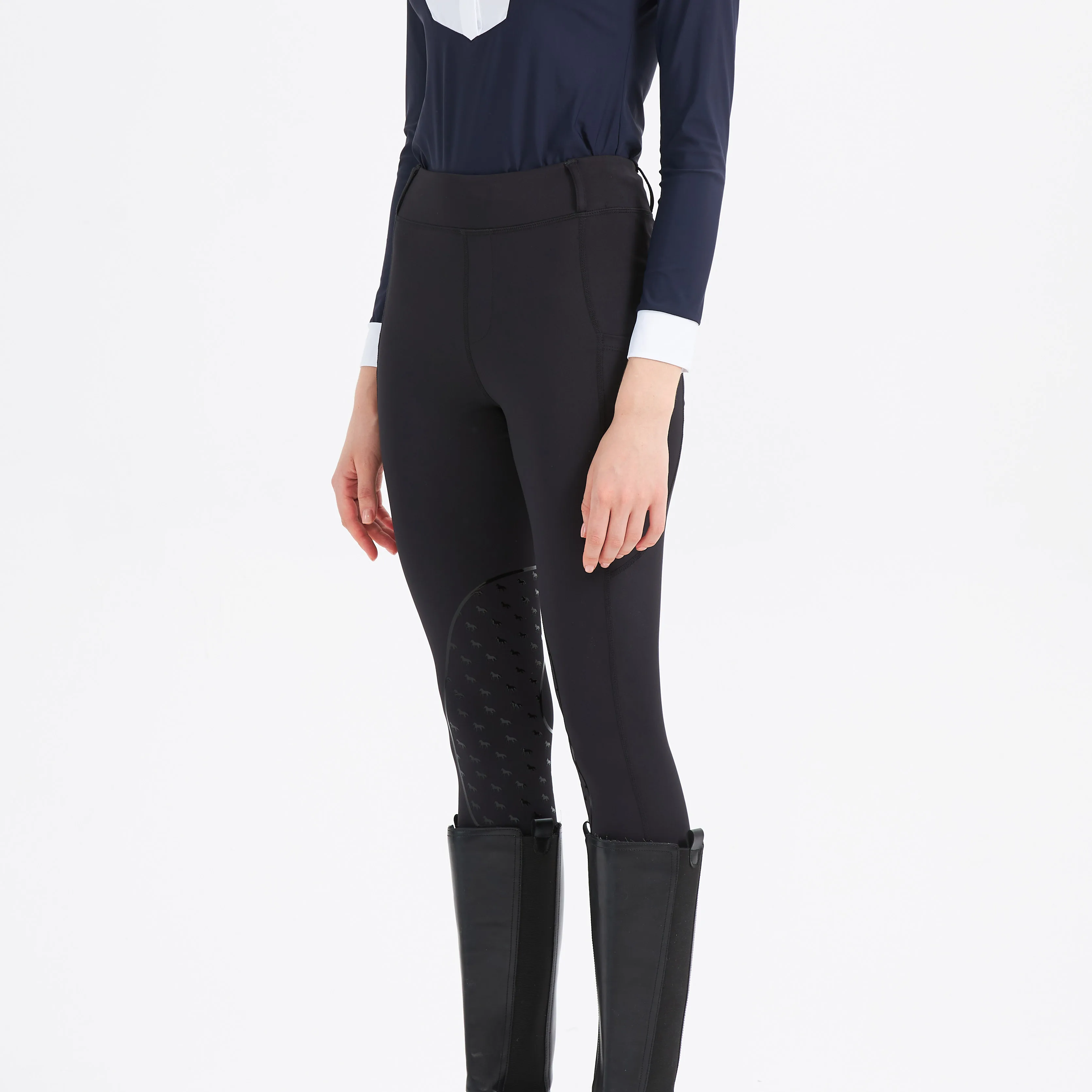 Spring and summer riding pants women's knitted high-stretch, slim-fitting silicone riding pants tight riding pants breathable we 4