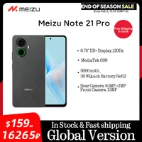 Global Version Meizu Note 21 Pro Smartphone 64MP Main Rear Camera 5000mAh Battery 6.78" 120Hz Display 30W Charge Helio G99 NFC 1
