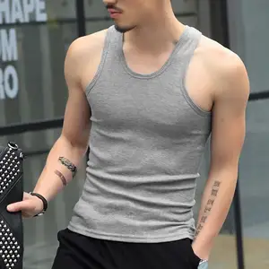 Men Vest O-neck Sleeveless Tank Tops Solid Color Sleeveless Tops Fitness Gym Workout Undershirt Bodybuilding Running Vest