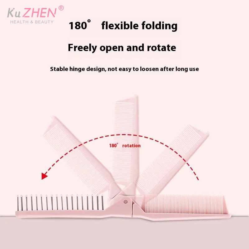1개 듀얼 기능 접이식 여행용 빗 정전기 방지 곱슬머리 도구 부드러운 이빨 엉킴 방지 휴대용 소녀 헤어 스타일링 용품