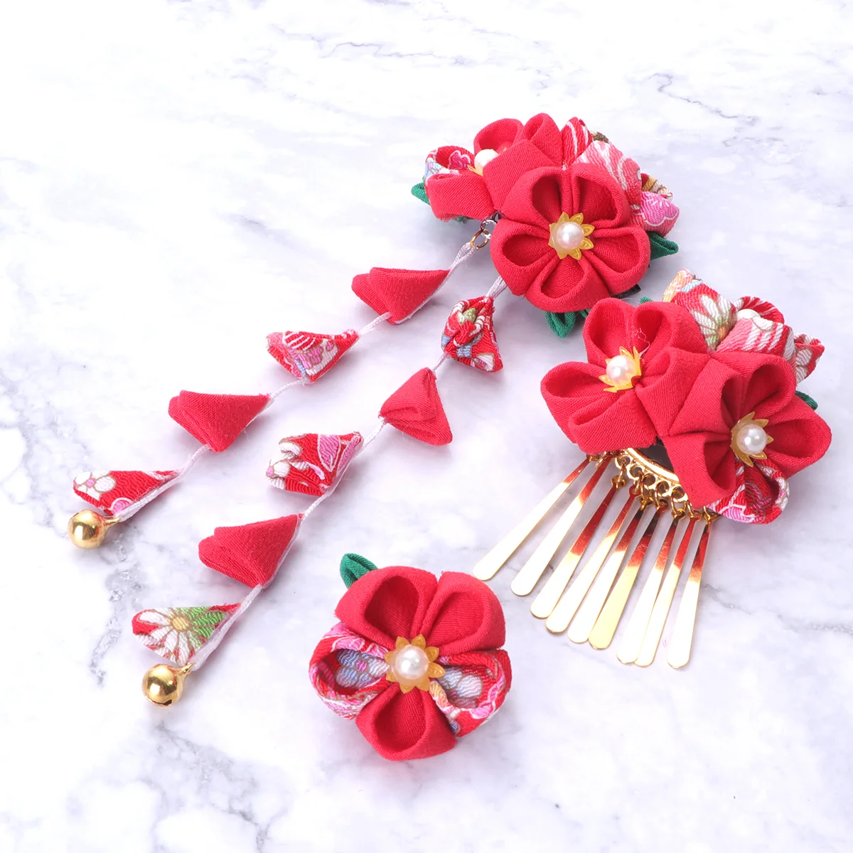 

3pcs Japanese Kimono Flower Hair Clips Tassel Hair Hairpins Japanese Style Traditional Kimono Hair Barrettes Hair Accessories