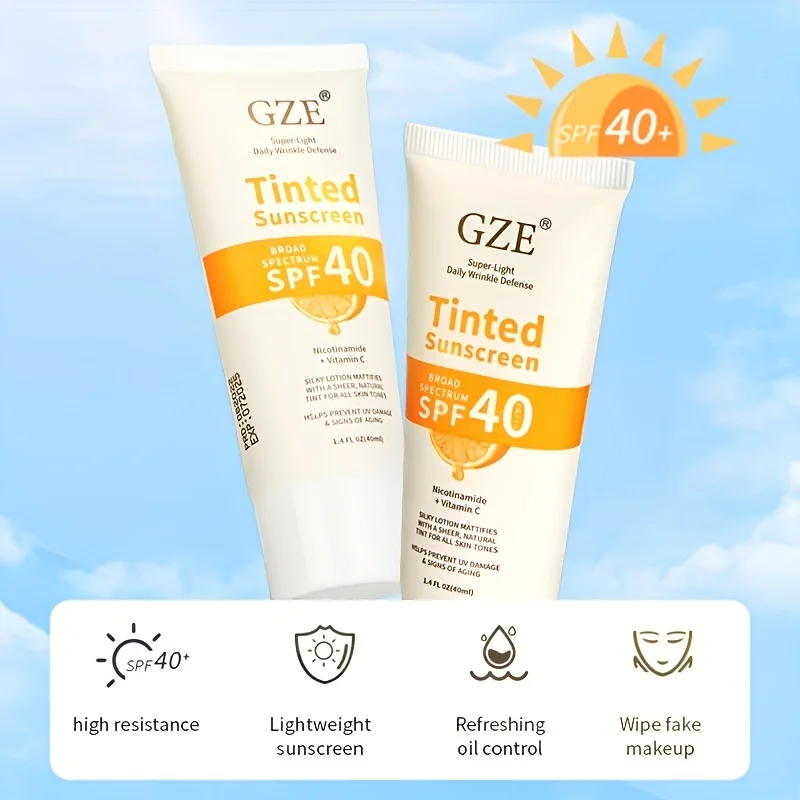 GZE Tinted Sunscreen with SPF 40 Hydrating Mineral Sunscreen With Zinc Oxide & Titanium Dioxide Sheer Tint for Healthy Glow