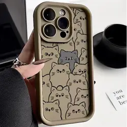 Luxury Cartoon Cat Matte Silicone Phone Case - Stylish Couple Cover for OPPO Reno15F 5G (S24817)