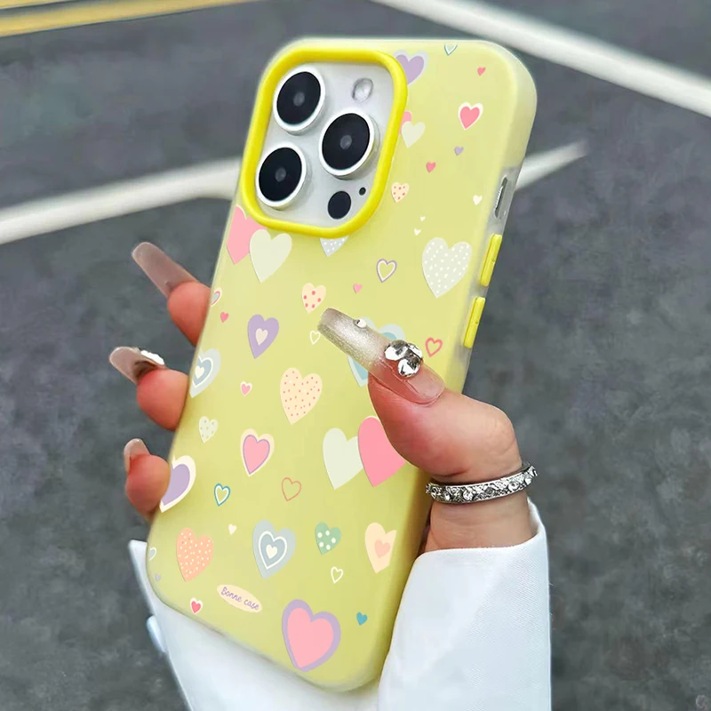 Cute Colorful Love Heart Design Phone Case - 2-in-1 Cover