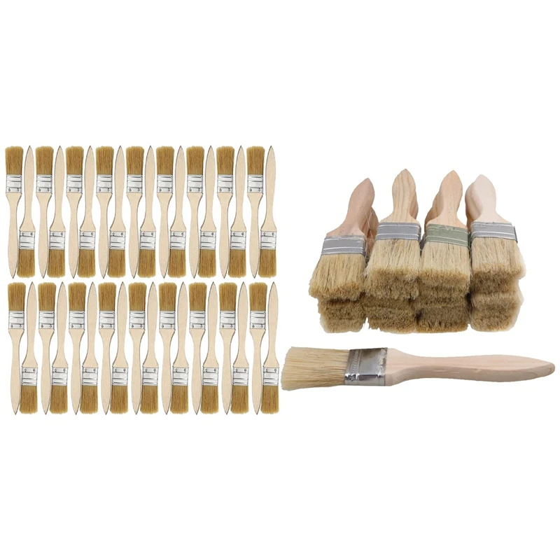 

60 Pcs Paint Brushes And Chip Paint Brushes For Paint Stains Varnishes Glues And Gesso, 24 Pcs 35Mm & 36 Pcs 24Mm