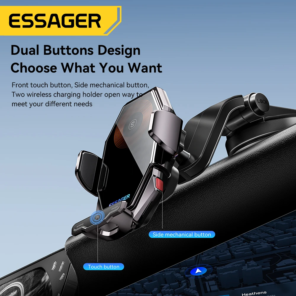 Essager Dashboard Phone Holder 15W Wireless QI Charger in Car  Universal Air Vent Mount For iPhone Samsung Xiaomi Fast Charging