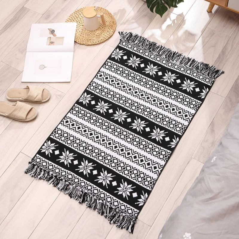 

Inyahome Retro Rugs and Carpets for Home Living Room Soft Tassel Home Carpets Table Runner Door Mat Home Decoration Wash Style