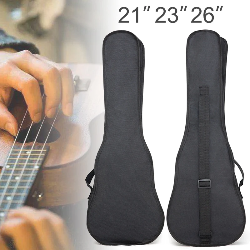 21 23 26 Inch Ukulele Gig Bag Case Waterproof Oxford Fabric Soft Concert Bag Black Portable Single Shoulder Ukelele Backpack 21 23 26 inch red portable ukulele bag 10mm sponge soft case gig waterproof backpack ukulele mini guitar