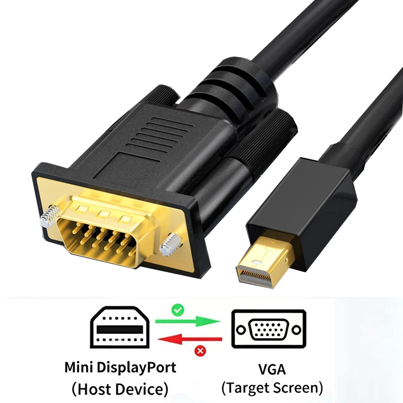 كابل Mini DisplayPort إلى VGA بطول 1.8 متر (متوافق مع Thunderbolt 2) لأجهزة MacBook Air/Pro وSurface Pro/Dock