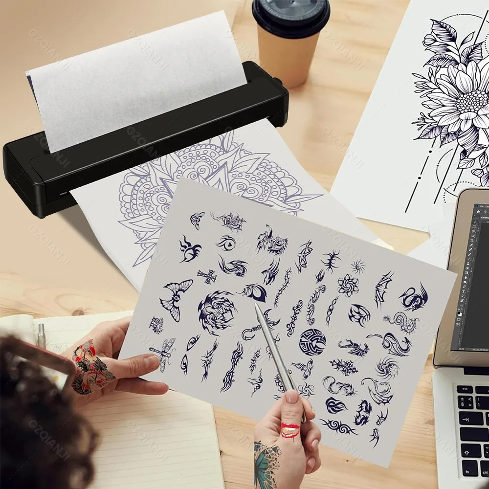 Bluetooth A4 Portable Printer with 50pcs Thermal Paper, Lightweight And Compact Thermal Printer For Travel, Home, Office Use