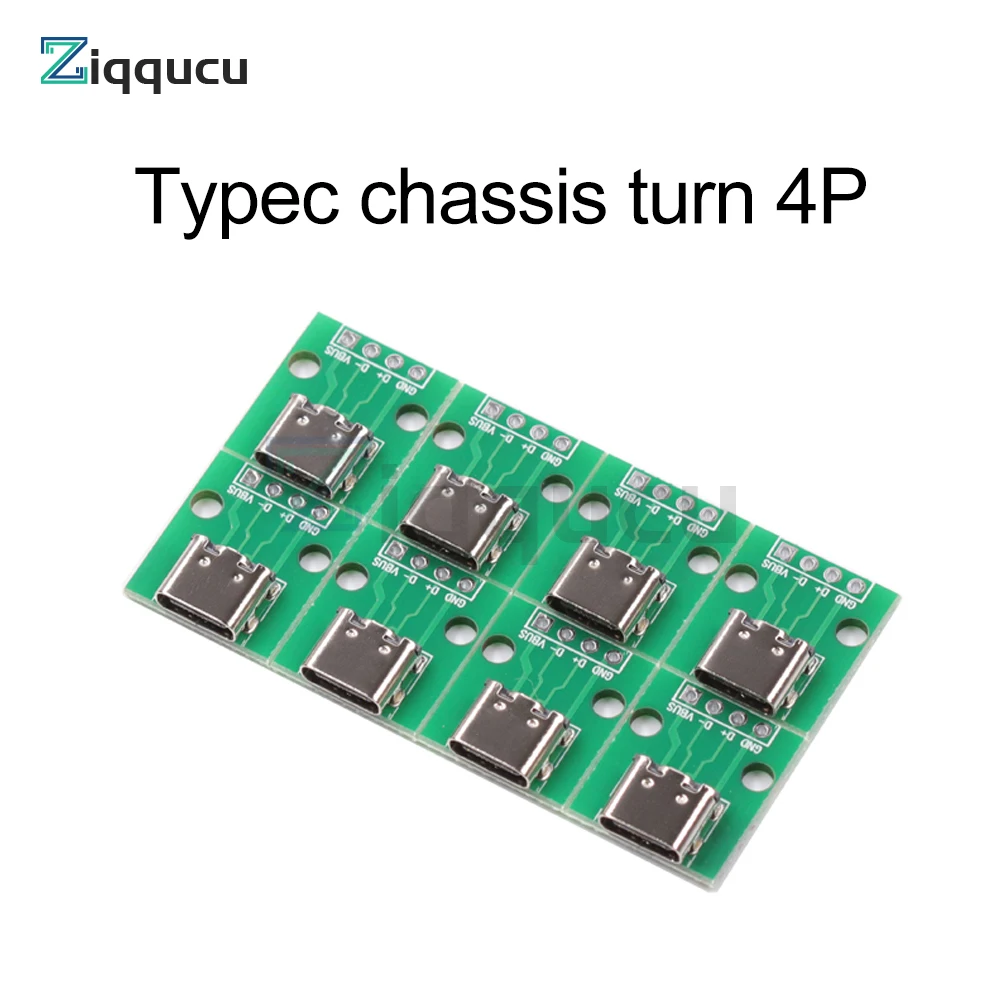 10PCS USB Type-C Breakout Board Serial Basic Breakout Female Connector Type PCB Converter Board with Row Pin