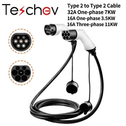 16A/32A 7kW 11kW Type to Type2 EV Charging Charging Cable IEC 62196-2 Charger For Electric Vehicles PHEV Car In Public Station