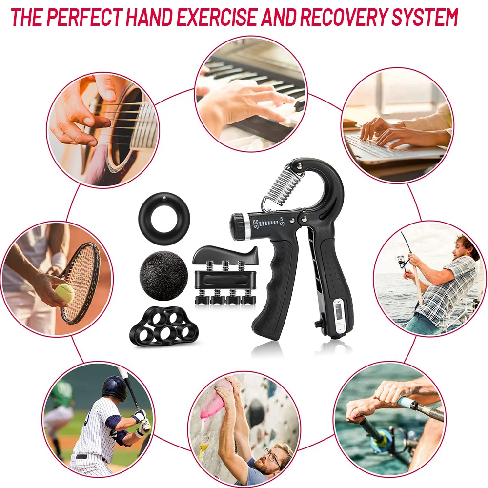 Adjustable 5-60Kg Heavy Hand Gripper Fitness Hand Exerciser Grip Wrist Training Finger Gripper Hand Strengthener For Patient 6