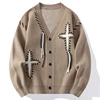 2024 Autumn/Winter New Men's Casual Knitted Cardigan V-neck Fashion Design Warm Japanese Versatile Sweater Cardigan 2