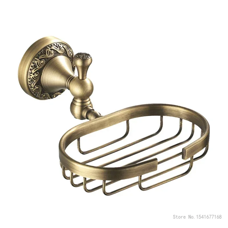 Bronze Colour Drainage Soap Box, Copper Creative European Style Home Bathroom Supplies Tray, Wall Mounted Storage Soap Rack, 1Pc