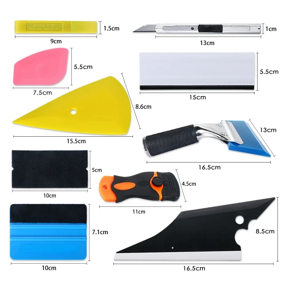 New Car Vinyl Tint Film Installation Tool Kit Rubber Scraper Magnetic Holder Wrapping Sticker Carving Knife with Spare Blades