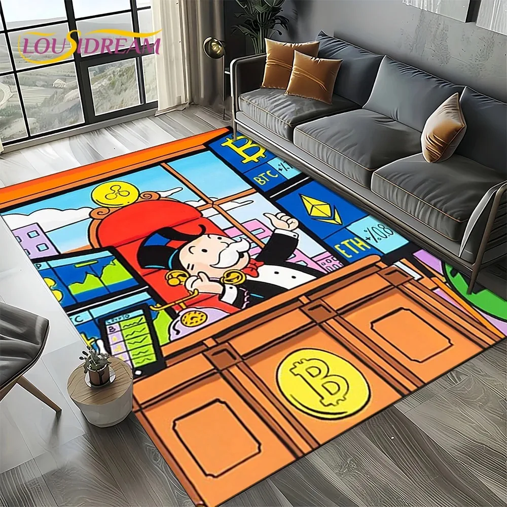 3D Rich Man Game Monopoly Dollar Cartoon Carpet Rug for Living