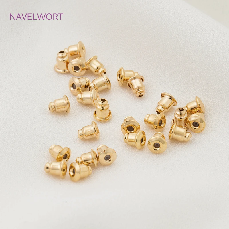 

18K Gold Plated Bullet Shaped Ear Plugs Silicone Ear Backs Stopper Findings For DIY Jewelry Post Earring Making Accessories