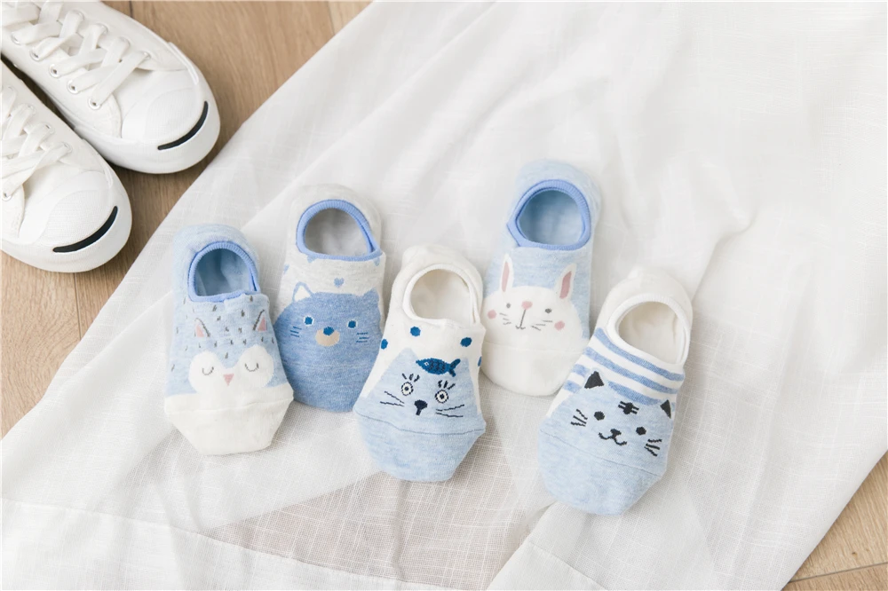 5 Paare/los Cartoon Katze Fuchs Bär Socken Niedlichen Tier Frauen Sommer Lustige Kurze Knöchel Sokken Dropship – Detail 21