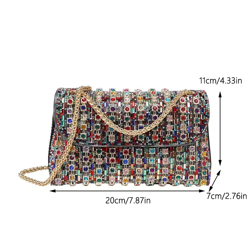 Rhinestone PU Tote Bag for Women Party Elegant Luxury Handbag