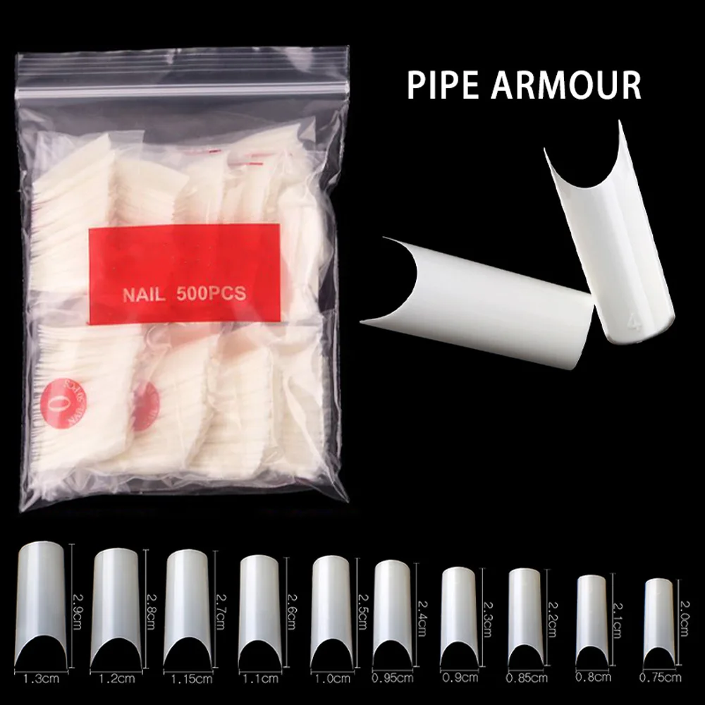 False Nails 500pcs/bag White Natural Transparent French Acrylic Artificial UV Gel Nail Art C Curved Shape Nail Tips Fake Nails