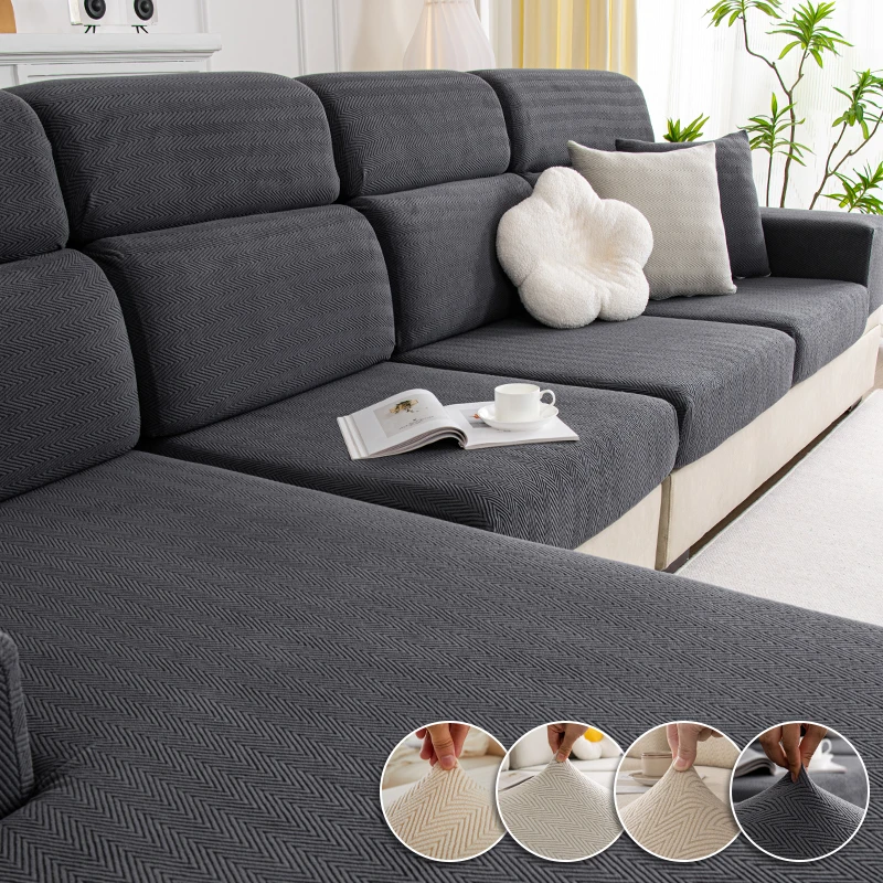 thumbnail image 1 of Funda para asiento de sofá, fundas de tela, fundas de sofás elásticas adaptables para sala de estar, fundas para habitación de 3 piezas, Península en forma de L, 1 of 4