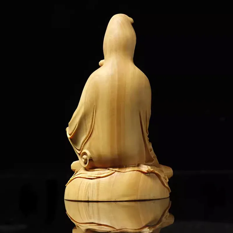 Huangyang wood carving, car ornaments, home decoration crafts, gifts, wooden carvings, Buddha statues, Guanyin Bodhisattva