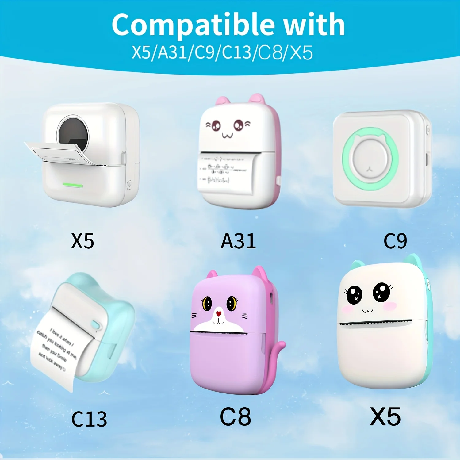 High-Resolution Colorful Adhesive Stickers, 57*25mm,, Office Labels, Photo Labels, Suitable for Mini Printers, Ideal for Inkless