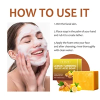 Savon à l'acide kojique au citron et au curcuma, éclaircissant, nettoyant en profondeur, brillant, rajeunissant, exfoliant, même le teint de la peau, fait à la main 5