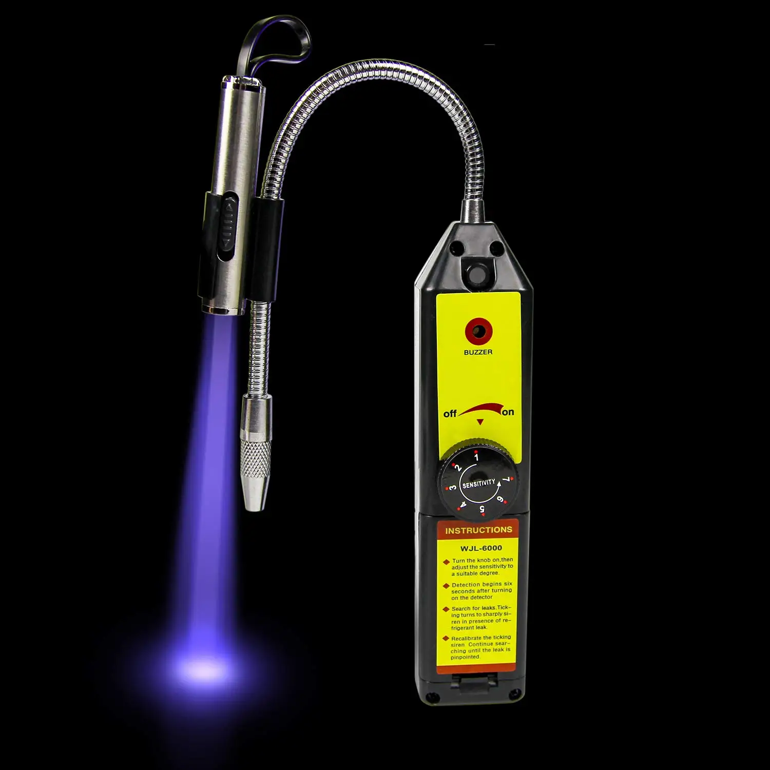 WJL-6000 Freon Leak Detector Halogen Leak Detector Refrigerant Gas HVAC Air Conditioner R22 R410A R134A R1234YF CFCs HCFCs HFCs gas leak detector