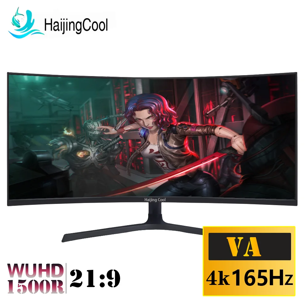 

Haijing Cool 34 Inch Monitor 4K 165Hz Wide Display 21:9 VA 144Hz WQHD Desktop LED Gamer Computer Screen Curved DP/3440*1440