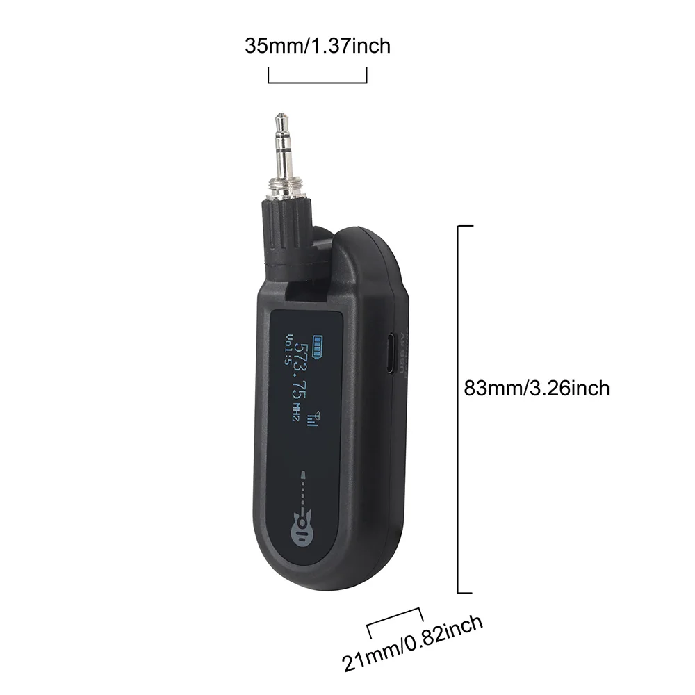 Wireless Guitar System Rechargeable Guitar Transmitter Receiver Set UHF Adjustable Volume for 6.35mm and 3.5mm