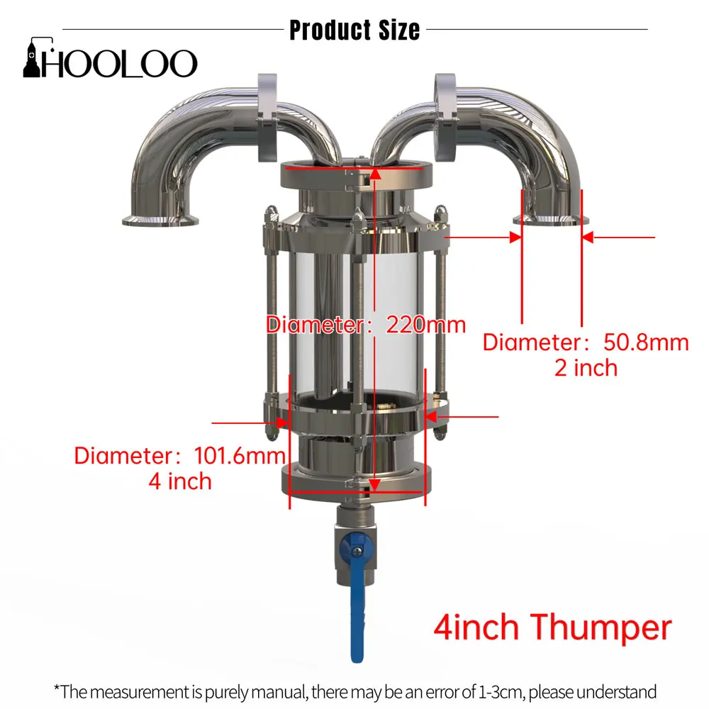 Stainless Steel Distiller HOOLOO 3&rdquo; 4&rdquo; Home Distiller Thumper Accessory Moonshine Still 304 Stainless Steel Suitable For Rum