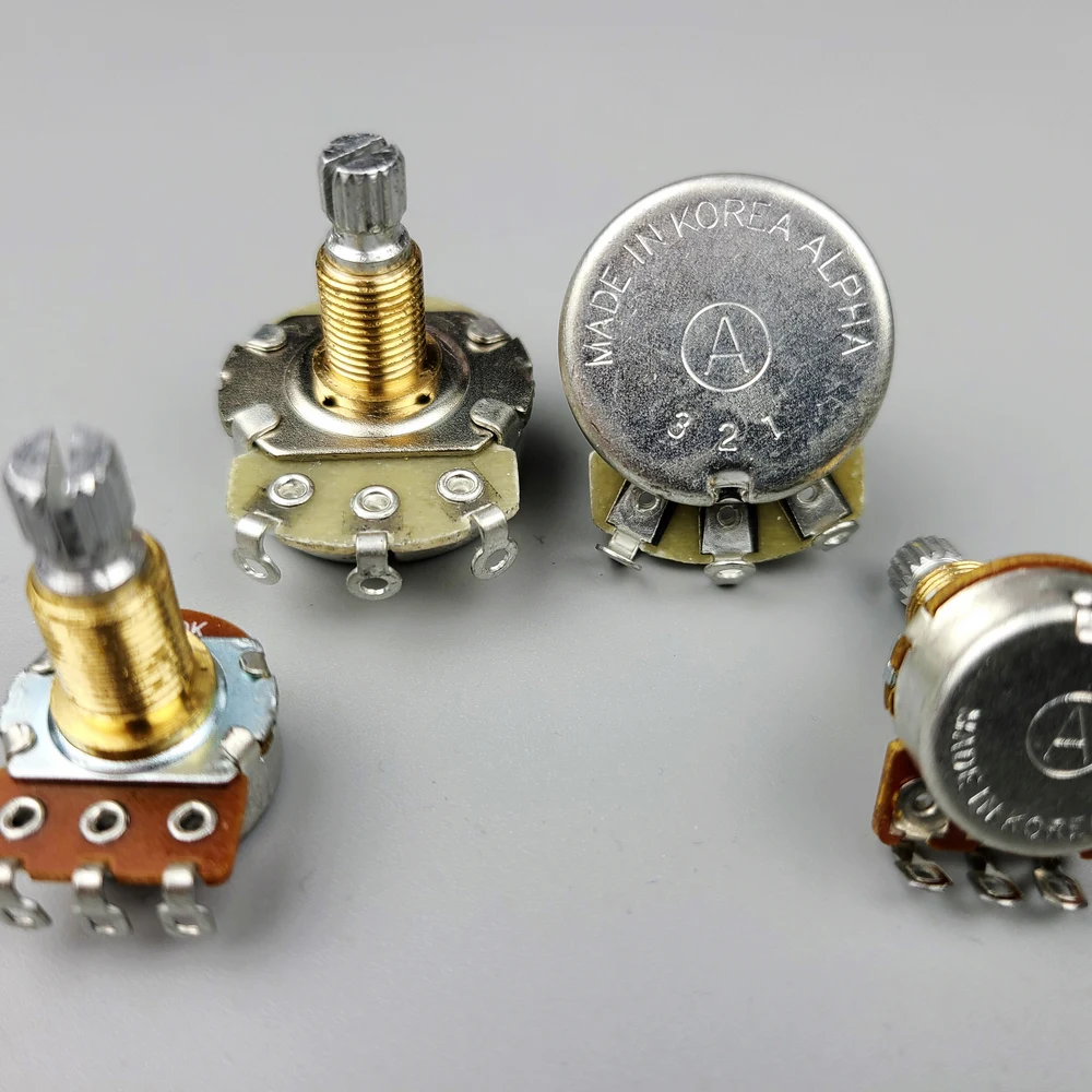 Alpha Brass Shaft Potentiometer(POT) For Electric Guitar Bass A250K/B250K/A500K/B500K