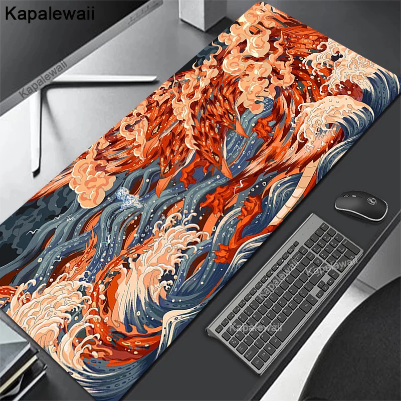 thumbnail image 1 of Oni-alfombrilla grande para ratón de juegos, tapete japonés negro para mesa de escritorio, alfombrilla grande para ratón XXL 90x40, alfombrilla para teclado y ratón, empresa 100x50, 1 of 5