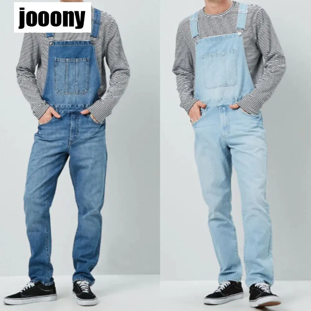 

2022 New Spring Autumn Fashion Men’s Korean Casual Suspender Pants Fashion Solid ColorHigh-waist Straight Overalls With Pockets