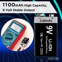 Kuugro USB 9V Rechargeable Battery 1100mAh Type-C Rechargeable 6F22 9V Li-ion Battery for RC Helicopeter Model Multimeter Toy - Image 5
